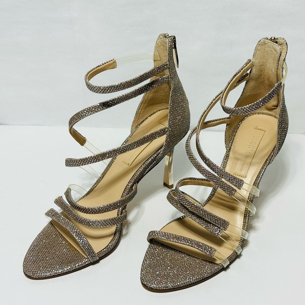 Imagine Vince Camuto Heels Womens 8.5M Gold Metallic Roselle Clear Strap Sandals